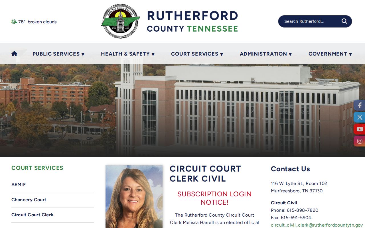 La Vergne people search using Rutherford court records