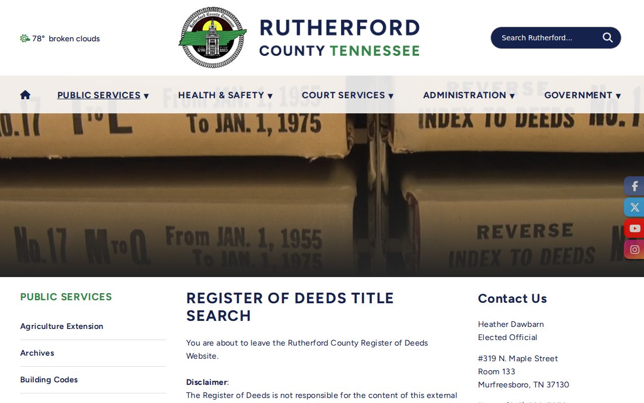 La Vergne people search through Rutherford deed names